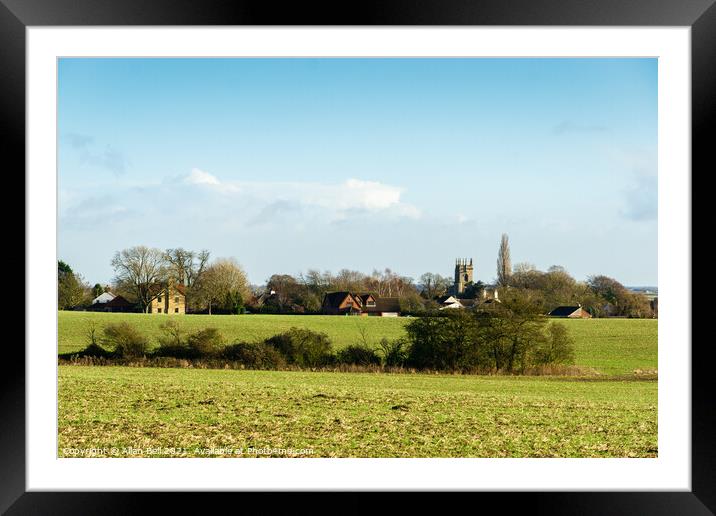 View Over Fields to Fiskerton Lincolnshire Framed Mounted Print by Allan Bell