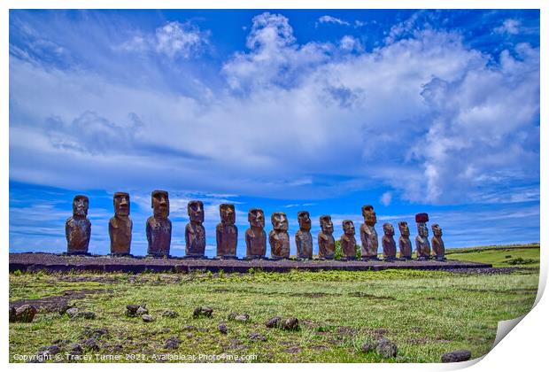Easter Island Moai Print by Tracey Turner