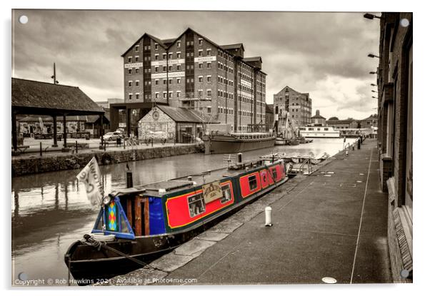 Gloucester docks barge Acrylic by Rob Hawkins