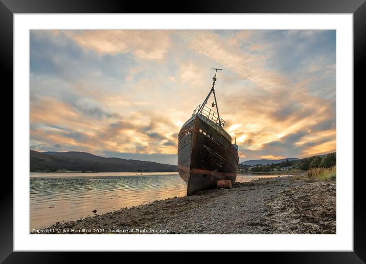 Old Boat of Caol Framed Mounted Print by jim Hamilton