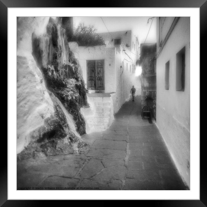 Stepping out in Lindos Framed Mounted Print by Martin Williams