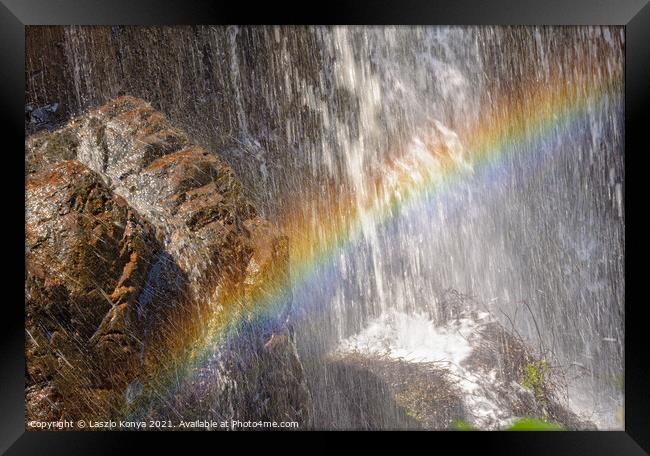 Rainbow at the MacKenzie Falls - Grampians Framed Print by Laszlo Konya