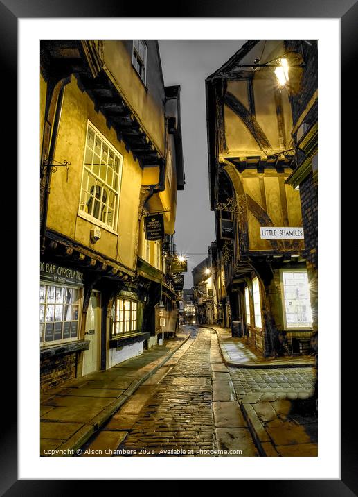 Little Shambles, York  Framed Mounted Print by Alison Chambers