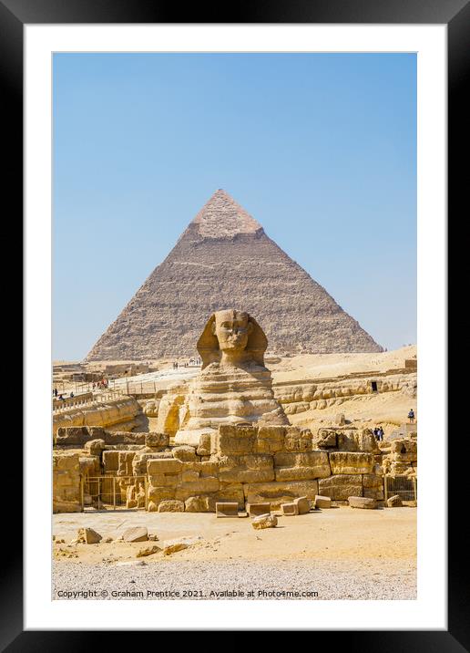 The Great Sphinx and Pyramid of Khafre Framed Mounted Print by Graham Prentice