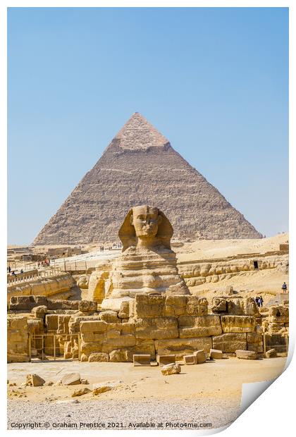 The Great Sphinx and Pyramid of Khafre Print by Graham Prentice