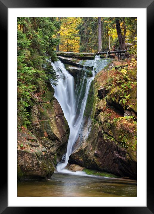 Szklarka Waterfall in Autumn Framed Mounted Print by Artur Bogacki