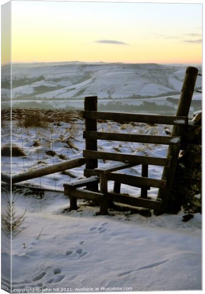 Dawn countryside walk in Derbyshire, UK. Canvas Print by john hill