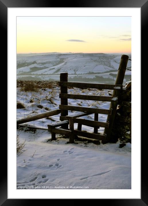 Dawn countryside walk in Derbyshire, UK. Framed Mounted Print by john hill