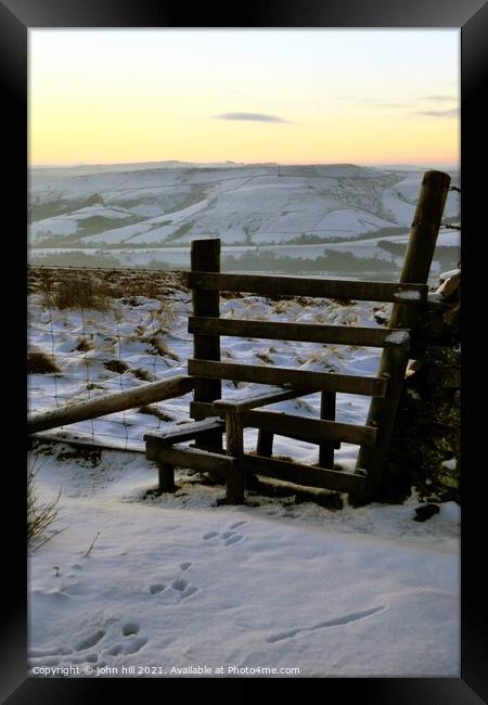 Dawn countryside walk in Derbyshire, UK. Framed Print by john hill