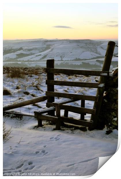 Dawn countryside walk in Derbyshire, UK. Print by john hill