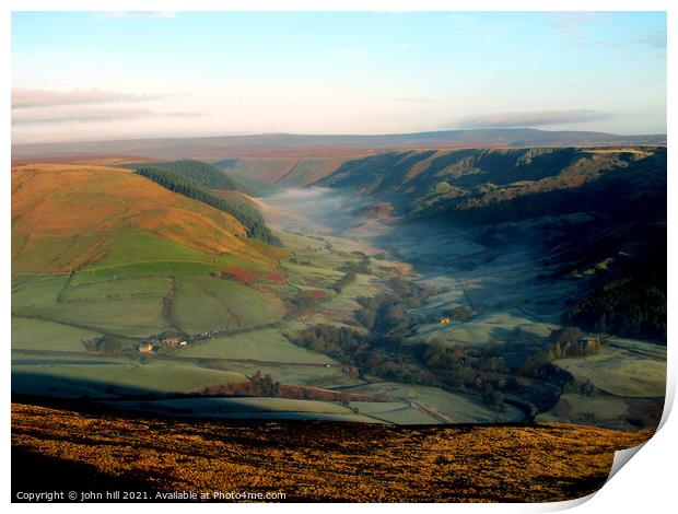 Morning mist at Alport Dale in Derbyshire. Print by john hill