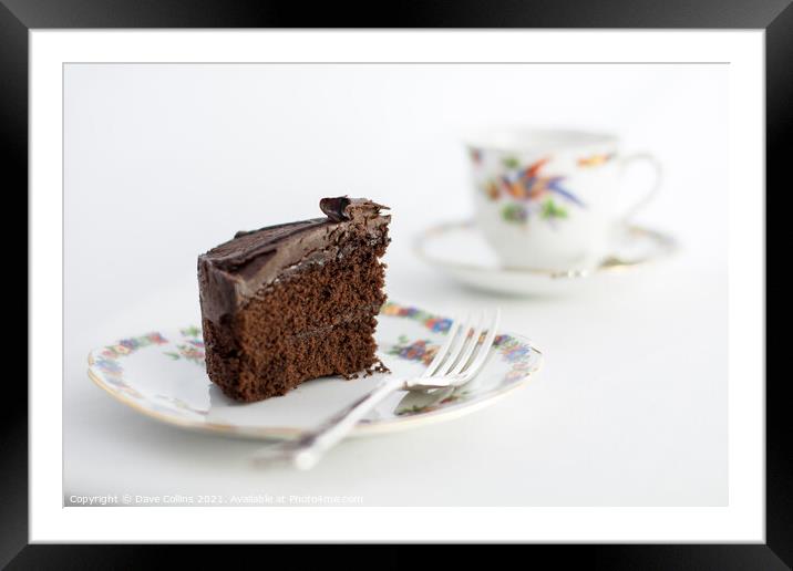 Tea and Chocolate Cake in Antique bone china Framed Mounted Print by Dave Collins