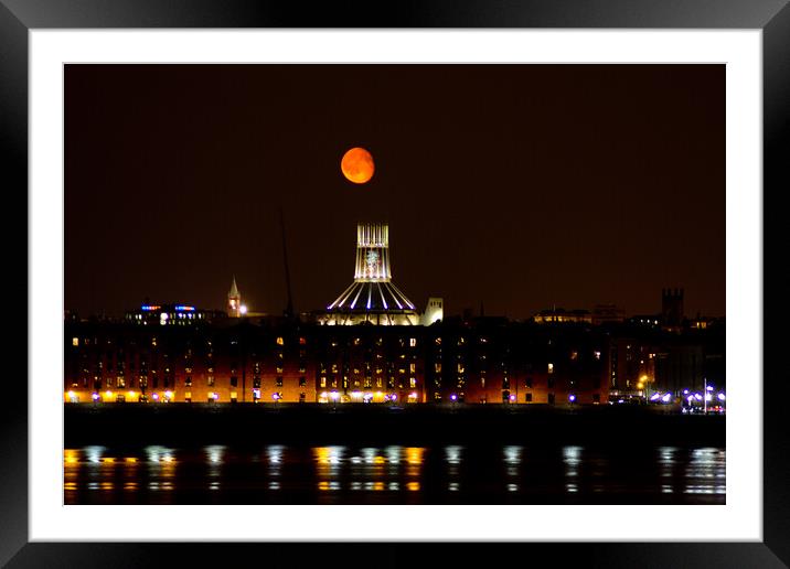 Liverpool Catholic Cathedral with Moon in the background Framed Mounted Print by Christopher Stores