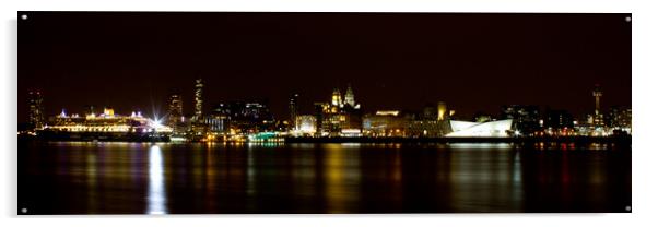 Liverpool Waterfront at Night Acrylic by Christopher Stores