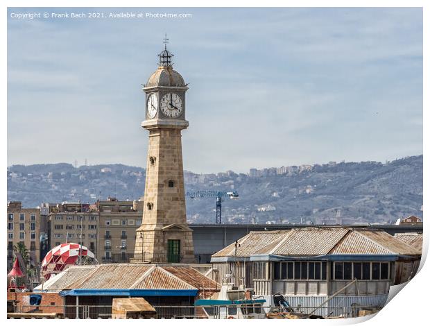 Torre del Rellotge in Port Vell, Barcelona Spain Print by Frank Bach