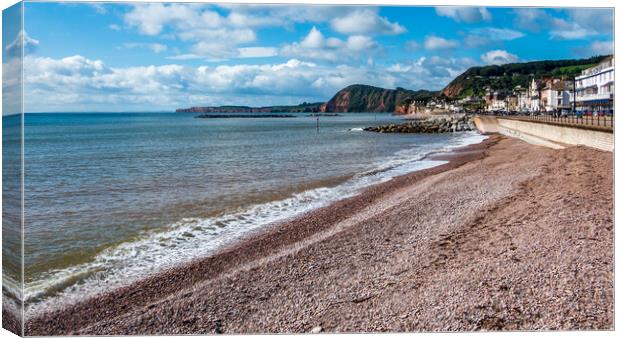 Sidmouth Beach and Esplanade Canvas Print by Wendy Williams CPAGB