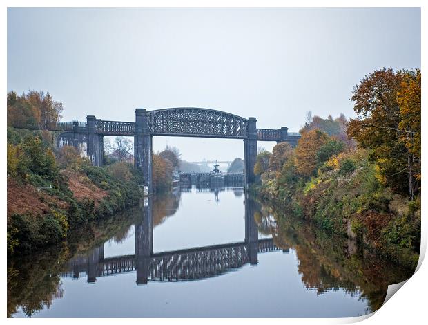 Railway bridge over the Manchester Ship Canal, Warrington Print by Vicky Outen