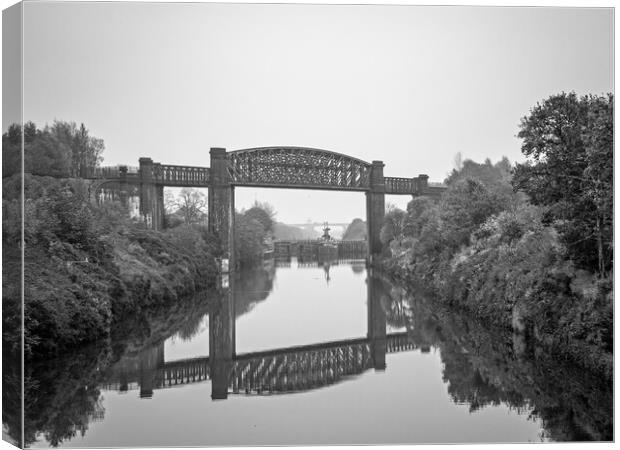 Railway bridge over the Manchester Ship Canal, War Canvas Print by Vicky Outen