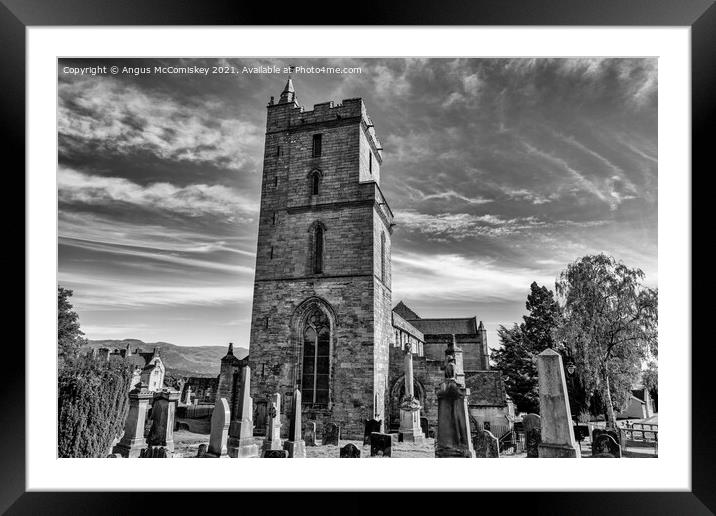 Church of the Holy Rude mono Framed Mounted Print by Angus McComiskey