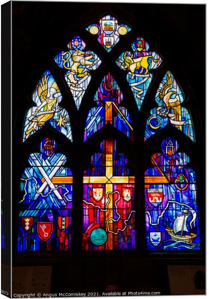 Stained glass window Church of the Holy Rude Canvas Print by Angus McComiskey