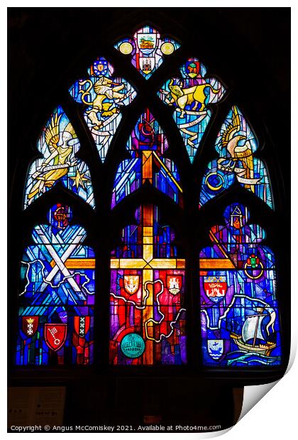 Stained glass window Church of the Holy Rude Print by Angus McComiskey