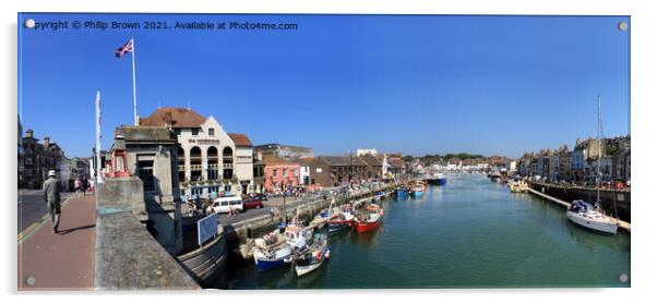Weymouth Harbour from Bridge in Dorset Acrylic by Philip Brown