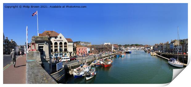 Weymouth Harbour from Bridge in Dorset Print by Philip Brown