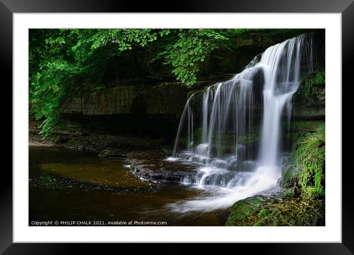Dreamy Cauldron force waterfall in the village of West Burton Yorkshire dales.  Framed Mounted Print by PHILIP CHALK