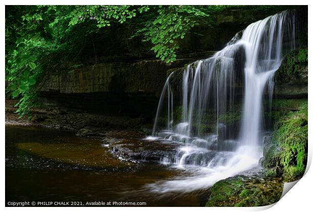 Dreamy Cauldron force waterfall in the village of West Burton Yorkshire dales.  Print by PHILIP CHALK