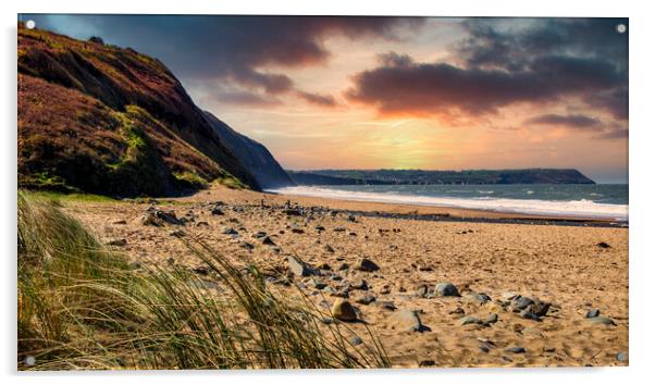 Penbryn Sunset, Ceredigion, Wales, UK Acrylic by Mark Llewellyn
