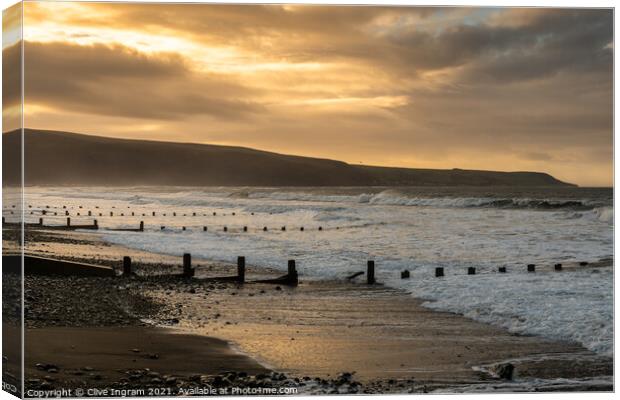 Barmouth winter dawn Canvas Print by Clive Ingram