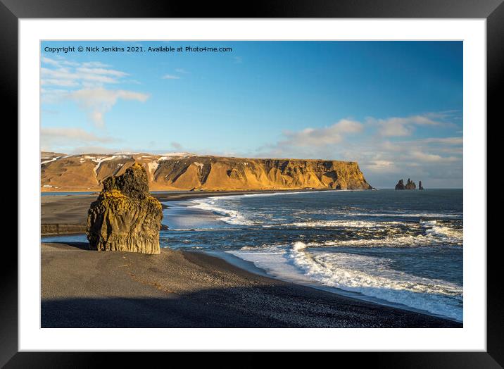 Reynisfjarar Beach on Iceland's South Coast  Framed Mounted Print by Nick Jenkins