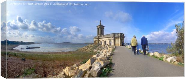 Rutland Water and Normanton Church, Panorama Canvas Print by Philip Brown