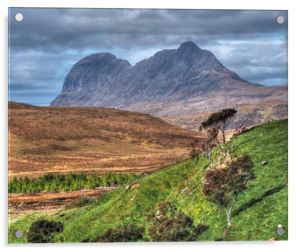 Suliven From Inchnadamph Late Autumn Scotland  Acrylic by OBT imaging
