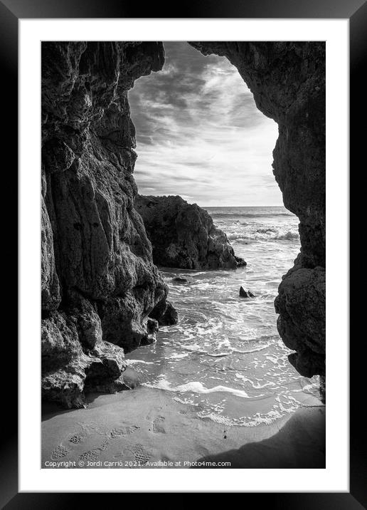 Rocky Portal to the Ocean - C1902-4804-BW Framed Mounted Print by Jordi Carrio