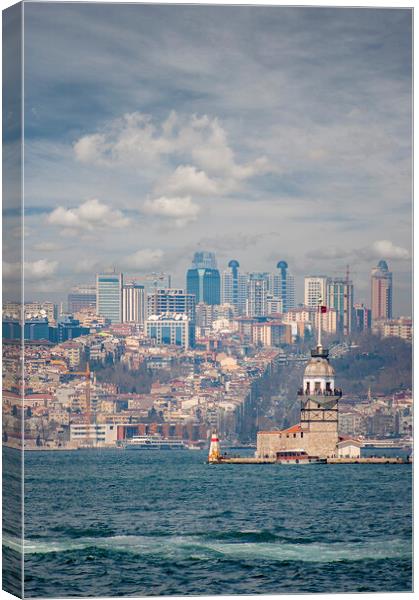 Istanbul Maidens Tower Lighthouse Skyline Canvas Print by Antony McAulay