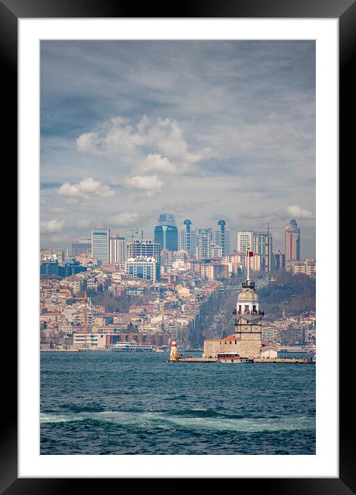 Istanbul Maidens Tower Lighthouse Skyline Framed Mounted Print by Antony McAulay