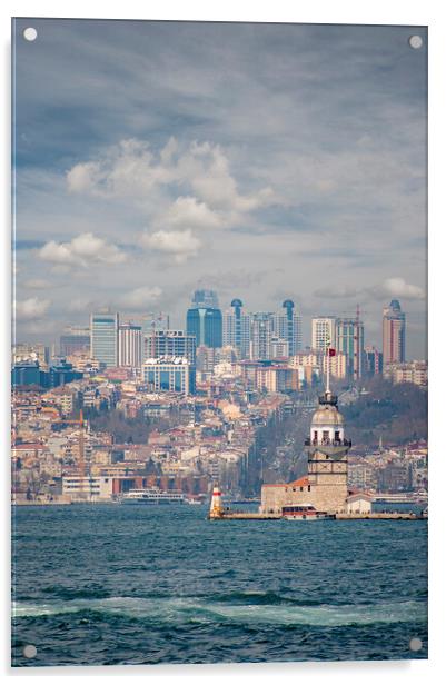 Istanbul Maidens Tower Lighthouse Skyline Acrylic by Antony McAulay