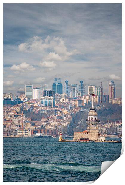 Istanbul Maidens Tower Lighthouse Skyline Print by Antony McAulay