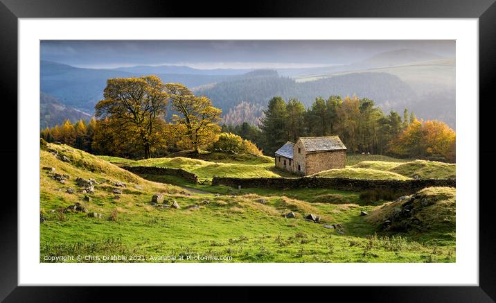 Autumn colours at Bell Hagg Barn Framed Mounted Print by Chris Drabble