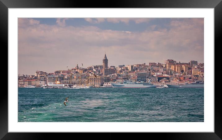 Istanbul Galata Region Panorama Framed Mounted Print by Antony McAulay