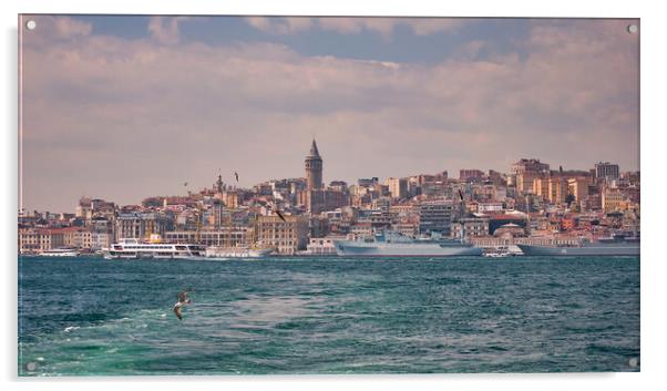 Istanbul Galata Region Panorama Acrylic by Antony McAulay