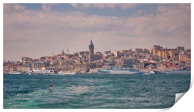 Istanbul Galata Region Panorama Print by Antony McAulay