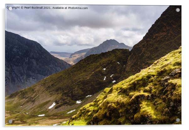View from Foel Goch Mountainside Snowdonia Acrylic by Pearl Bucknall