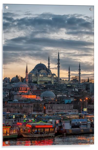 Istanbul Suleymaniye Mosque at Sunset Acrylic by Antony McAulay