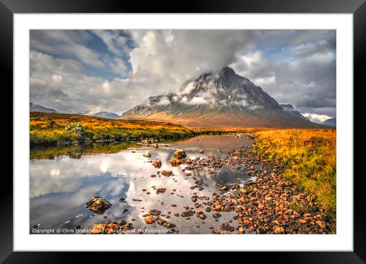 Chasing clouds at Buachaille Etive Mor Framed Mounted Print by Chris Drabble