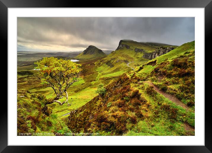 Rain clouds over the Quiraing Framed Mounted Print by Chris Drabble