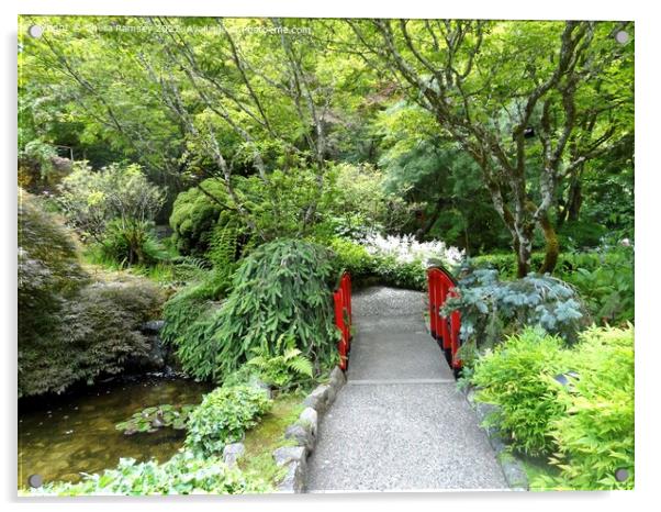 Japanese bridge Butchart Gardens Acrylic by Sheila Ramsey