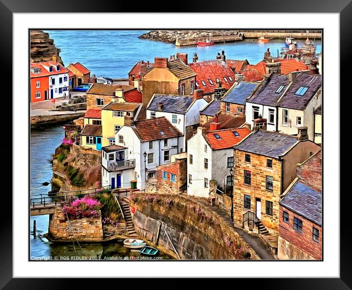 Brightening up Staithes Framed Mounted Print by ROS RIDLEY