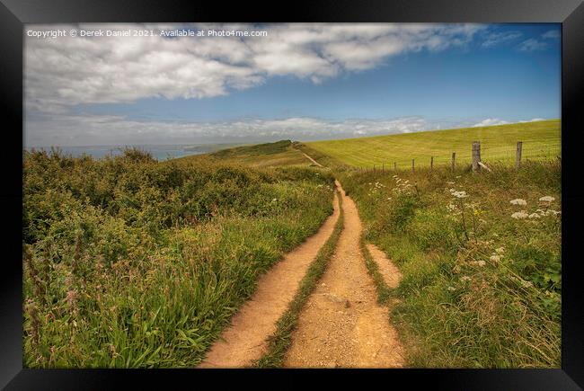 Coastal Path Between Hope Cove and Thurlestone Bay Framed Print by Derek Daniel